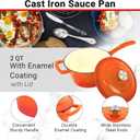 Enameled Cast Iron Sauce Pan, 2 Quarts Round Sauce Pot with Lid, Mini Dutch Oven Enamel Saucepan for Cooking Pasta Sauce, Marinate, Cook, Refrigerate and Serve, Flame Orange
