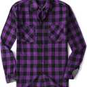 Men's Button Down Regular Fit Long Sleeve Plaid Flannel Casual Shirts Size XL