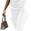 Doweha Women's Sexy Summer Two Piece Outfits Sleeveless Backless Deep V Neck Tank Tops And High Waisted Pants Matching Sets XL