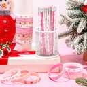 2 x Sabary 48 Pcs Christmas Pencils Silicone Bracelets Set Christmas Party Favors Candy Cane Plaid Snowman Santa Tree Snowflake Pencils Xmas Wristbands Gifts(Pink,7.48 Inch Pencil)
