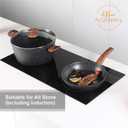 Kitchen Academy Induction Cookware Sets - 12 Piece Cooking Pan Set, Granite Black Nonstick Pots and Pans Set, 12 Pcs Cookware Set