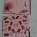 DEENAKIN for Samsung Galaxy S25 Edge Wallet Case with Card Holder + Cash Clip, RFID-Blocking, Military-Grade Drop Protection & UV-Printed Artwork, Magnetic Closure with Kickstand - Sweet Cherry Bow