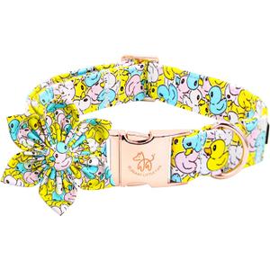 Elegant little tail Dog Collar- Cute Duck Dog Collar with Flower for Small Dogs, Female Adjustable Cotton Summer Pet Flower Puppy Collars for Small Medium Large Dogs (Small (Pack of 1))