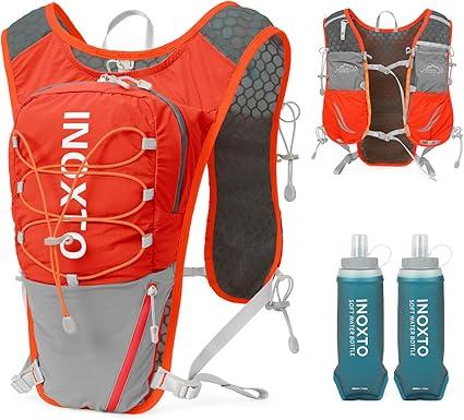 IX INOXTO Running Vest for Women Men, Adjustable Chest Straps Running Hydration Vest with 500ml Soft Flask, Lightweight Breathable Reflective Hydration Backpack for Hiking
