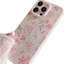 Compatible with iPhone 11 Pro Max Case White Pink Vintage Flowers Peach Fragmented Floral Pattern Design for Women Girls Soft Anti-Fall Shockproof Protective Cover