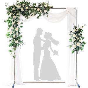 Wedding Arch Backdrop Stand, 7x4 FT Metal Arch Backdrop Stand for Ceremony, Stainless Steel Square Backdrop Stand for Parties, Wedding, Birthday, Anniversary, Baby Shower, Garden Decorations