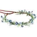 Handmade Blue Flower Crown Green Leaf Headdress for Women Girls Flower Headband Bridal Headpiece Fairy Wreath for Birthday Party Festival Cosplay