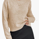Women's Casual Sweater Casual Solid Color Crew Neck Knit Long Sleeve Sweater M