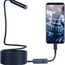 Borescope Inspection Camera, Fantronics Industrial Endoscope IP67 Waterproof 8mm Camera with 8 LED Lights for OTG Android & iOS Smartphone, iPhone, iPad, Samsung (16.4FT, Type-C, Micro, Lightning)