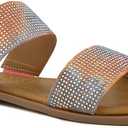 Sugar Women's Slide Sandals – Stylish Slip-On Flats for Casual, Dressy, Beach, or Pool Wear (Sunset Sparkle, 7)