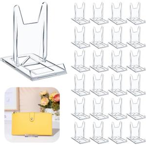 24 Packs Adjustable Purse Display Stand Clear Acrylic Handbag Stand Holder for Wallet Purses Handbag Bag Jewelry Display Organizer for Party Weddings Home Decoration Birthdays