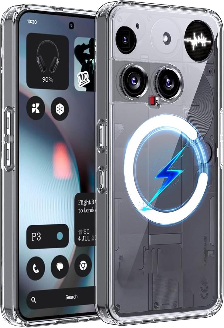 for Nothing Phone 3 Case, Compatible with MagSafe, Scratch-Resistant Shockproof Slim Protection, Magnetic Classic Hybrid Phone Case - Clear