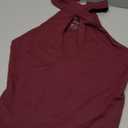 REORIA Women's Sexy Criss Cross Halter Neck Trendy Summer Sleeveless Nightout Cute Y2K Cutout Clubwear Going Out Crop Tops Concert Outfits for Women (Burgundy Medium)