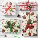GIOLNIAY Football Wrapping Paper for Kids Adults - Holiday Gift Wrap with Pink Paper, Footballs and Red Bows - 4 Jumbo Sheets, 28" x 40" Each (32 sq. ft ttl), Easy to Store