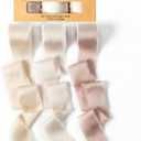 Nude Pink/Champagne/Dusty Rose Handmade Fringe Satin Silk Ribbon 1-1/2 inch x 21 Yard Frayed Edges Ribbons for Wedding Invitations, Flower Bouquets, Gifts Wrapping, Bridal Shower, Holiday Decor