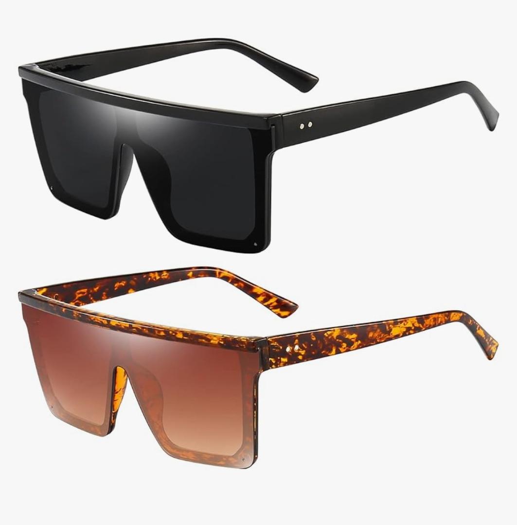 Dollger Square Oversized Sunglasses for Women Men Fashion Flat Top Big Black Frame Shades