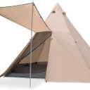 KAZOO Family Camping Tent Large Waterproof Tipi Tents 8 Person Room Teepee Tent Instant Setup Double Layer (Off-white)