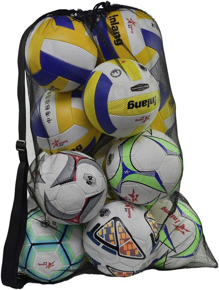 Heavy Duty Mesh Ball Bag, Drawstring Sport Equipment Storage Bag for Basketball, Soccer, Sports Beach and Swimming Gears with Adjustable Shoulder Strap Outdoor Organizer