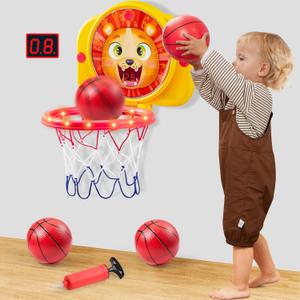 SYNCFUN Mini Basketball Hoop LED Scoring Indoor Hoop with 2 Balls, Indoor Adjustable Height Basketball Hoop, Space-Saving, Christmas Birthday Gifts Toy for Boy Girl Over 18 Months