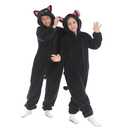 HSCTEK Black Cat Onesie Teen Kids, Pet Costume Pajamas Toddler Boys Girls, Home Animal Blanket Hoodie Pjs Halloween Christmas Cosplay Child 14 XL