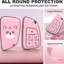 ACEBOY for Buick Key Fob Cover, Soft TPU Key Case with Keychain for Chevrolet Silverado Tahoe Equinox Traverse Suburban GMC Yukon Denali Terrain Sierra Buick Envision Acenir Encore (Pink,5 Buttons)