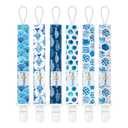 babygoal Ocean Blue Pacifier Clips, 6 Pack Binky Paci Holder Clips Leashes Fits for Most Baby Pacifiers and Binkies