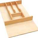 Silverware Drawer Organizer - Trim-to-Fit with Adjustable Dividers for Kitchen Utensil Storage, Beech Wood Frame with 11 Sizes (12.63" W x 22" D)