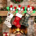 Jetec 6 Pcs Star Tree Picks for Christmas Tree Decorations, Green Red White 3 Head Woolen Star Picks, 14.9 Inch Plush Stars Ornaments Topper Branches for Xmas Home Office Vase Filler Party Supplies