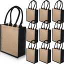 Saintrygo 10 Pcs Burlap Tote Bags Burlap Gift Tote with Handles Reusable Beach Bridesmaid Welcome Bags for DIY Wedding Shopping Pool Party Favor, 11.1''x 9.5''x 4.2''(Brown)