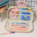 Large Pencil Pouch Big Pencil Case Big Capacity Aesthetic Pen Cosmetic Bag Pen Stationery Organizer Simple, College Office Home Travel Storage Bag (Beige)