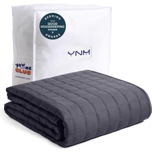YnM 15lbs Weighted Blanket for Adults, Breathable Heavy Bed Throw Blanket with Cooling Glass Beads for All Season Use, Ideal for One Person of 140lbs (60x80 Inches, Queen Bed, Dark Grey)
