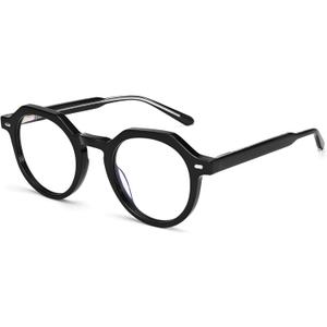 Dollger Blue Light Blocking Glasses For Woman Men Thick Frame Round Non-Prescription Glasses, For Computer Work Gaming (Black)