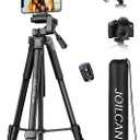 JOILCAN Phone Tripod Stand - 67" Aluminum Extendable Tripod with Remote, Portable Tripods for iPhone Photos Selfie & Video, Compatible with iPhone DSLR Camera Projector (Black)