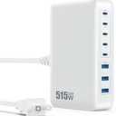 USB C Charger Block 515W[2025 Upgraded] GaN IV 8 Port Fast Charging Station Hub,Dual PD 100W USB C Laptop Charger Compatible with MacBook Pro/Air,iPad,iPhone 16/15,Galaxy S23/S24 Steam Deck Dell XPS