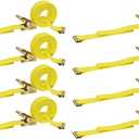 DC Cargo Mall E Track Ratchet Straps, Heavy Duty Cargo Tie-Down E Track Straps 2" x 12', (8 Pack, Yellow) E Track Spring Fittings Tie Down Motorcycle, Vans, Trucks, Trailers