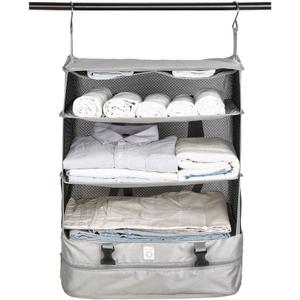 Hanging Luggage Organizers for Suitcase - Collapsible Packing Cubes with Shelves Made for Easy Traveling, Great Organization System, Carry-on Luggage Closet - Large