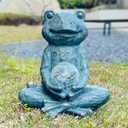 Zen Yoga Frog Garden Statue, Outdoor Decor, Solar Patio Garden Sculpture Ornament, Frog Figurine Lamp Light, Meditation Frog Gift Ideas for Women