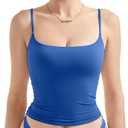 SUUKSESS Women Sexy Square Neck Tank Top Summer Y2K Going Out Basic Cami Shirt (Small, Sapphire)