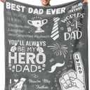 Birthday Gifts for Dad from Daughter & Son - Best Dad Ever Blanket - Christmas Fathers Day Valentines Day Birthday Gifts for Dads Who Have Everything - to My Hero Dad's Blanket 50"x60" Grey