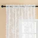 SEEKRIGHT Sheer Lace Curtains 72 Inch Length 2 Panels White Floral Curtains for Living Room Bedroom Rod Pocket Light Filtering Drapes Victorian Flower Window Curtains Decor, 52x72