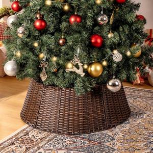 GRANNY SAYS Tree Collar for 9 ft Tree, Christmas Wicker Tree Collar, 32" D Christmas Tree Stand, Decorarive Tree Skirts for Champagne Tree, Woven Tree Collars for Christmas Trees
