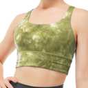 Women's Strappy Sports Bras Fitness Workout Padded Yoga Bra Criss Cross (Green, M)