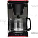 Taurus Velvet 12-Cup Drip Coffee Maker, Glass Carafe, Modern Compact Design, Non-Programmable, Easy-Clean Reusable Filter, Auto Shut-Off, Black