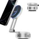 Electric Vacuum Magnetic Suction Phone Holder,XO Adjustable and Foldable Car Mount,Strong Magnetic Car Phone Holder for iPhone16/15/14/13/12,for Shower/Car/MirrorLight Grey