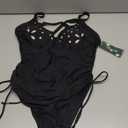 Blooming Jelly Women's One Piece Swimsuit Tummy Control Bathing Suit Petal Hollow V Neck Swim Suits 2025 (Black, Medium)