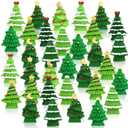 Chunful 50 Pcs Resin Christmas Trees Miniature Micro Landscape Decor Mini Creative Xmas Trees Ornament for Home Garden Decor Village Table Centerpiece Accessories Display Tabletop Decorative