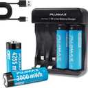 PUJIMAX 4pack of AA Batteries Combo Set,Rechargeable Lithium AA Batteries 1500 Cycles 1.5V 4255mWh*2 with 2 3000mWh with 4Bay Charger 1.5H Fast Charge