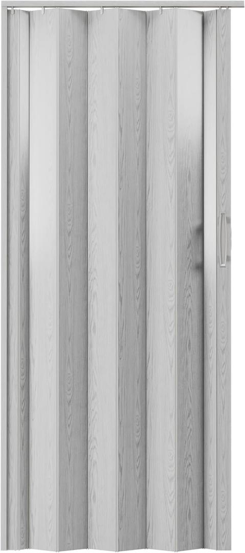 Techni Home Studio Series 36" W x 80" H PVC Foldable Accordion Door, Trimmable, Flexible Single Layer Panels, Grey (Gray)