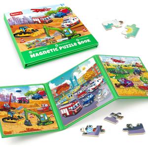 SYNARRY Vehicle Theme Magnetic Puzzles for Toddlers 3-5, 36 Pieces Travel Puzzles for Kids Ages 4-8, Easter Basket Stuffers Gifts for Kids, Car Airplane Road Trip Activities Magnet Games Toy