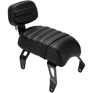 Motorcycle Rear Passenger Seat with Backrest Kits Leather+Steel Replacement for Indian Bobber 2018?2021(Black)